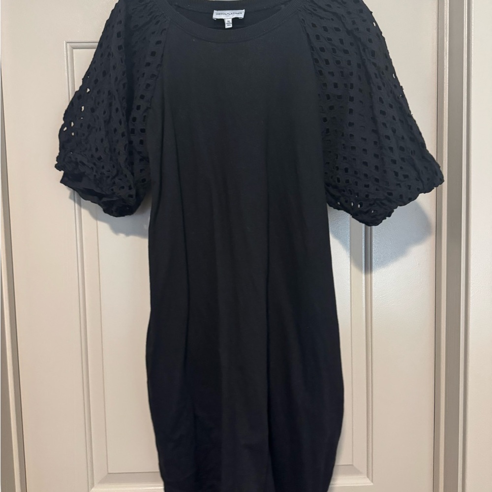 Black Eyelet Sleeve Dress